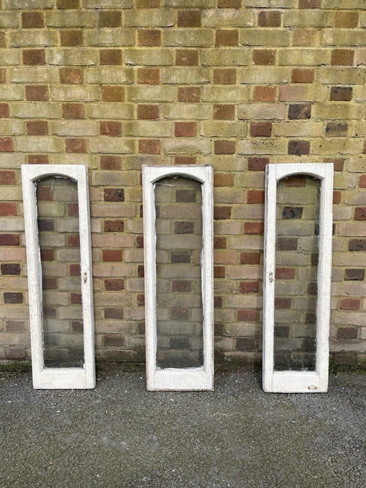 Job Lot Of 3 Reclaimed Old Edwardian Arch Wooden Windows 1095 x 300mm