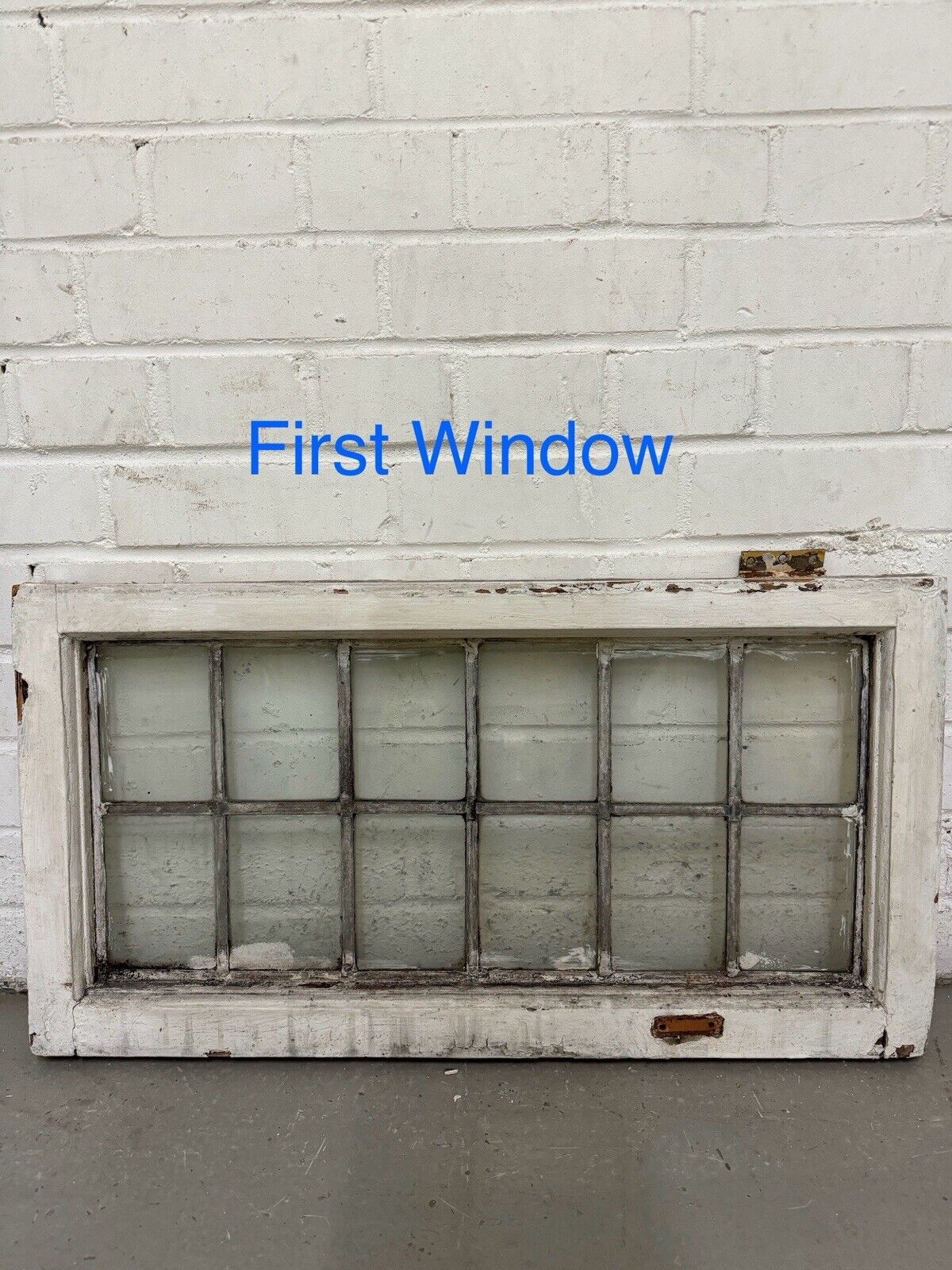 Pair Of Reclaimed Old Leaded Light Panel Wooden Windows 373 x 700mm 375 x 705mm