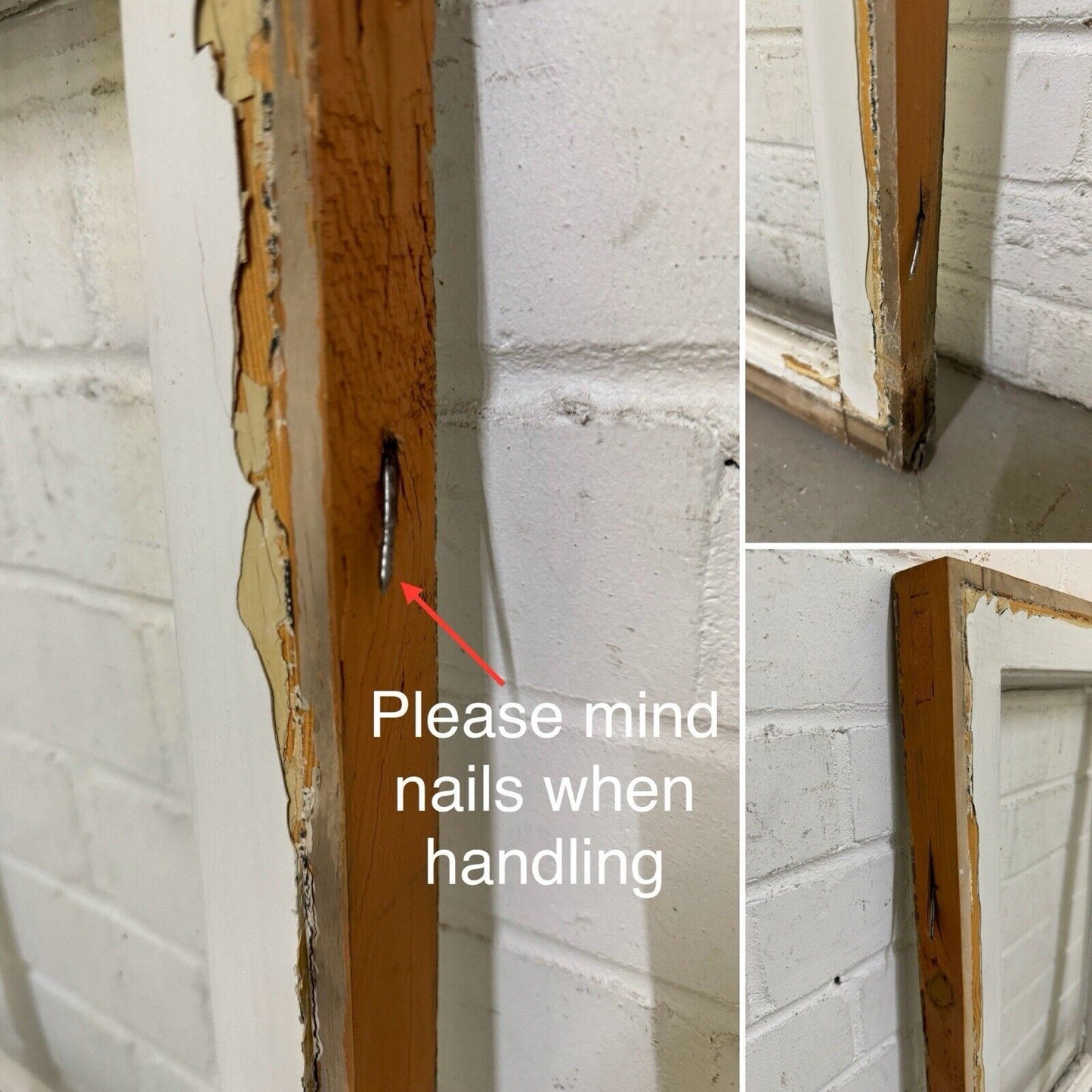 Pair Of Reclaimed Georgian 4 Panel Wooden Panel Windows