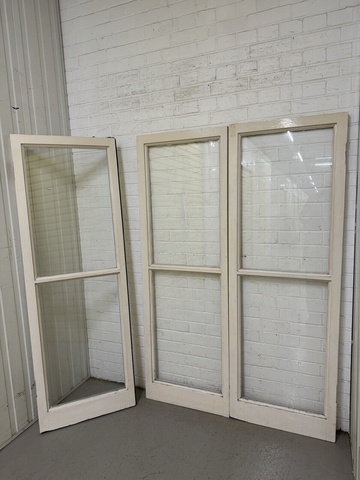 Reclaimed French Single Panel Glass Wooden Double Doors 1752 Or 1746 x 1185mm