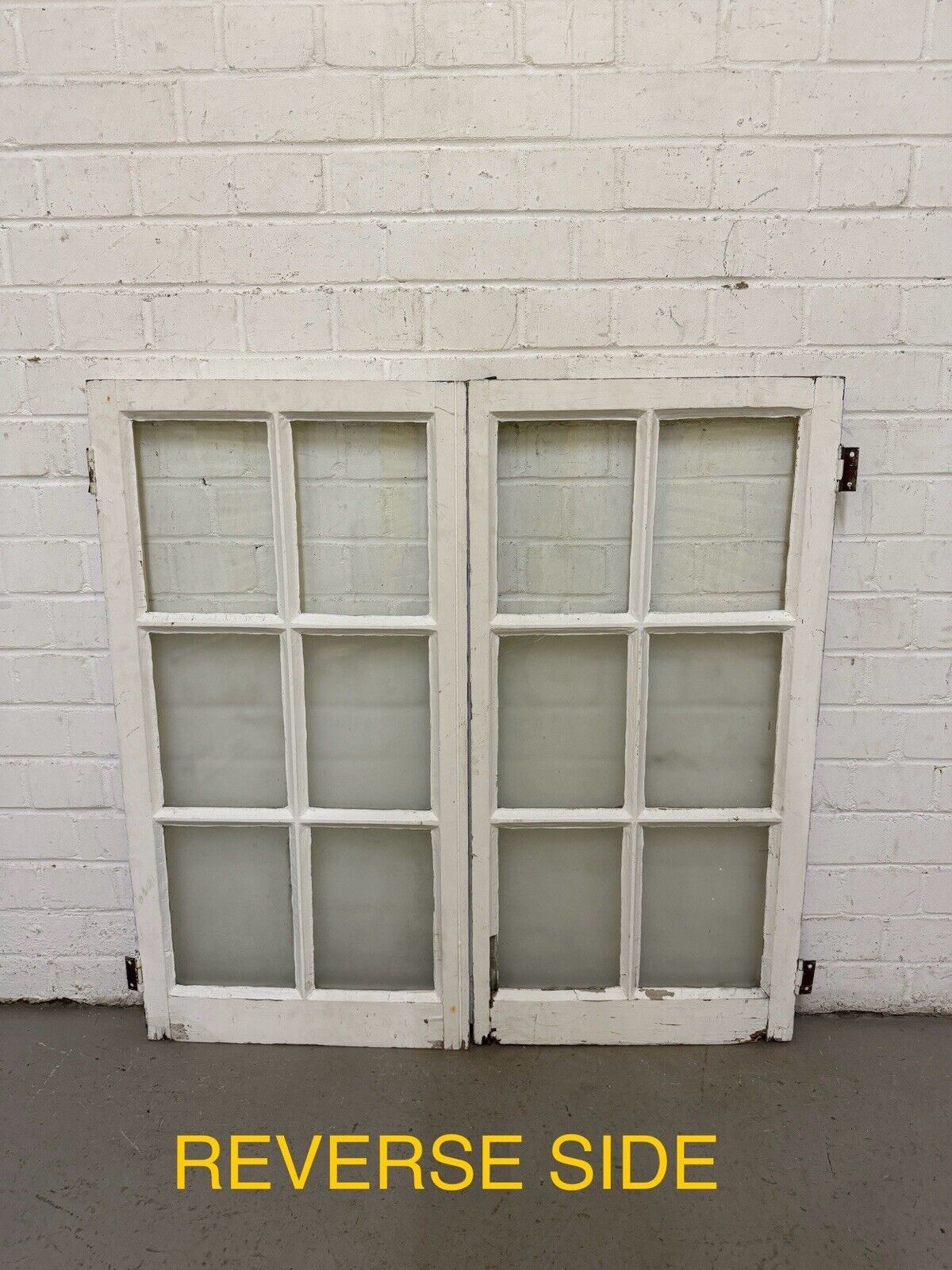 Pair Of Reclaimed Inter locking French Georgian 6 Panel Wooden Panel Windows