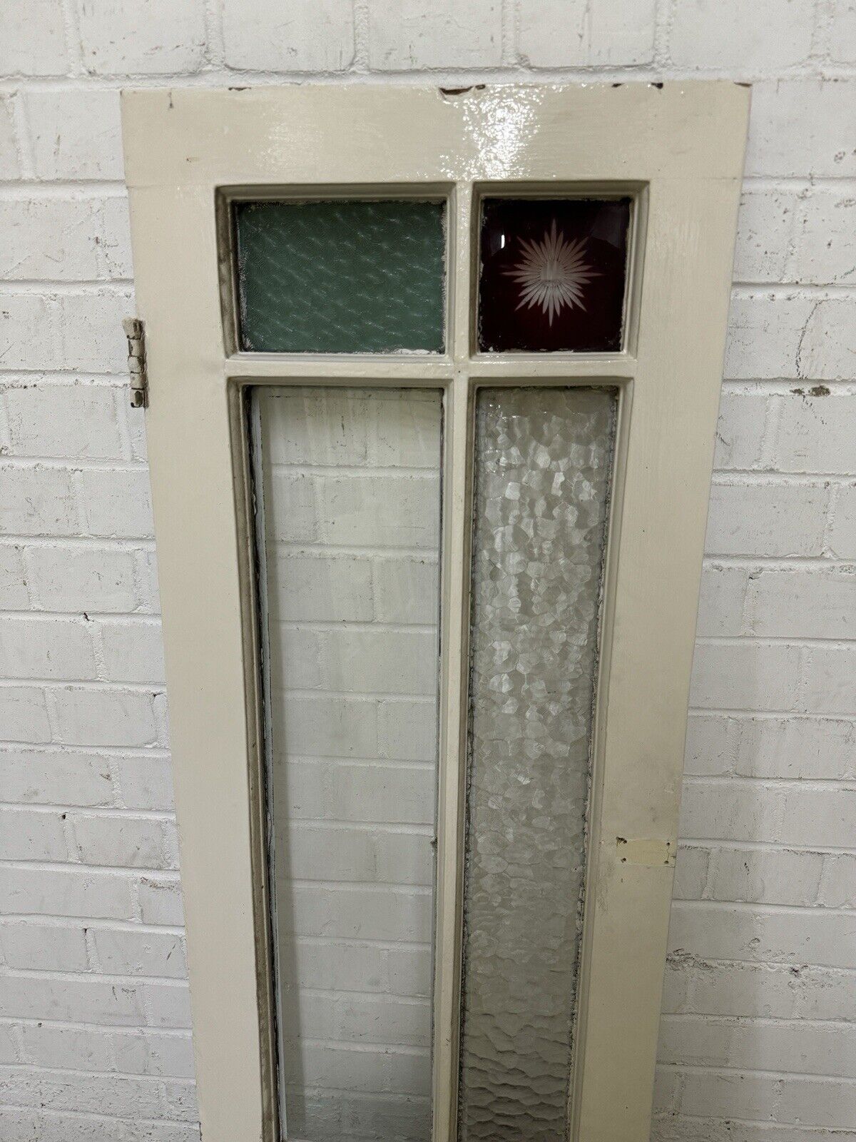 Reclaimed Old Edwardian Panel Wooden Window With Glory Star glass 1215 x 455mm