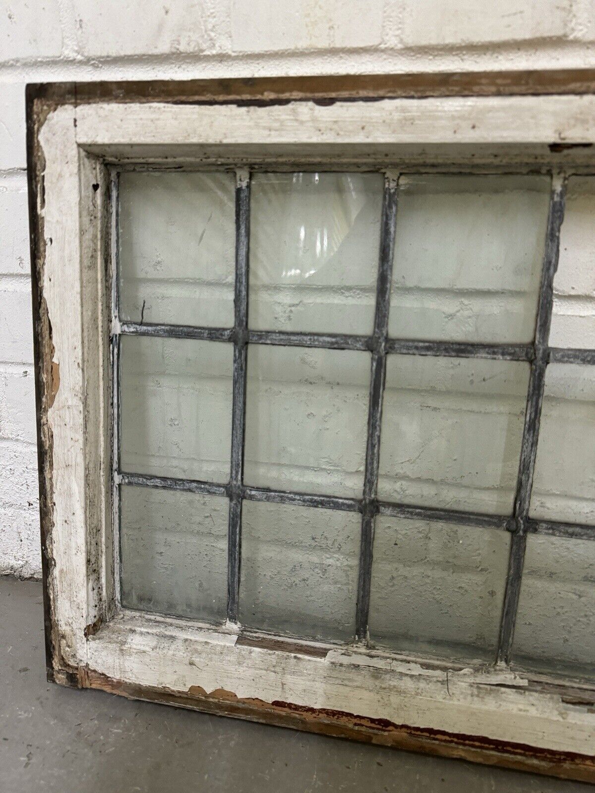 Pair Of Reclaimed Old Leaded Light Panel Wooden Windows 452 x 703mm 450 x 700mm