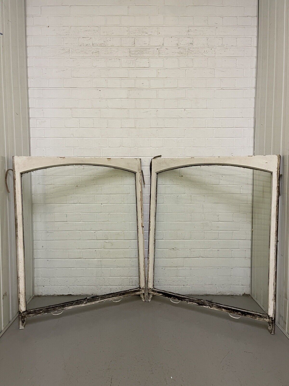 Pair Reclaimed Old Victorian Edwardian Arch Panel Wooden Sash Window 1140 x 935