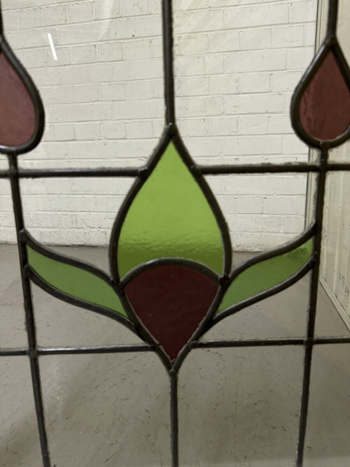Pair Of Reclaimed Leaded Light Stained Glass Window Panels 605 x 580mm 600 x 575