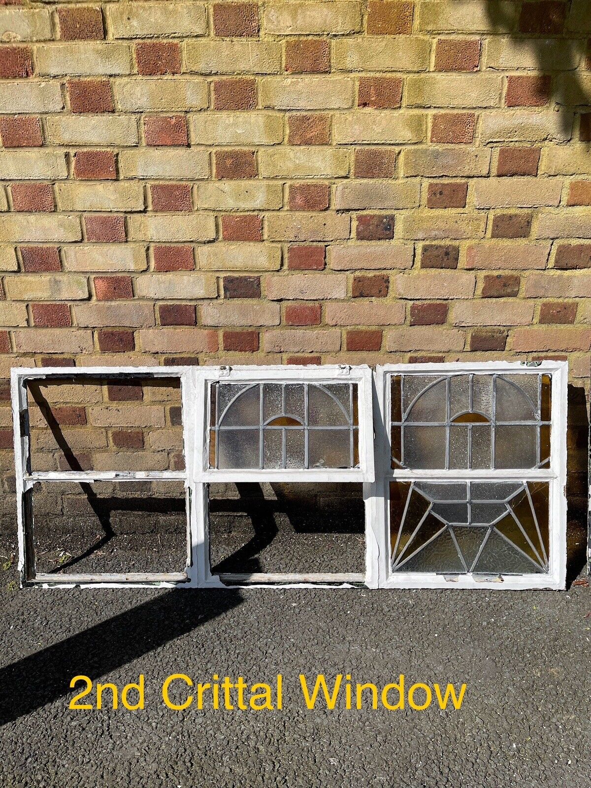 Pair Of Reclaimed Crittal Metal Art Nouveau Stained glass Panels Windows