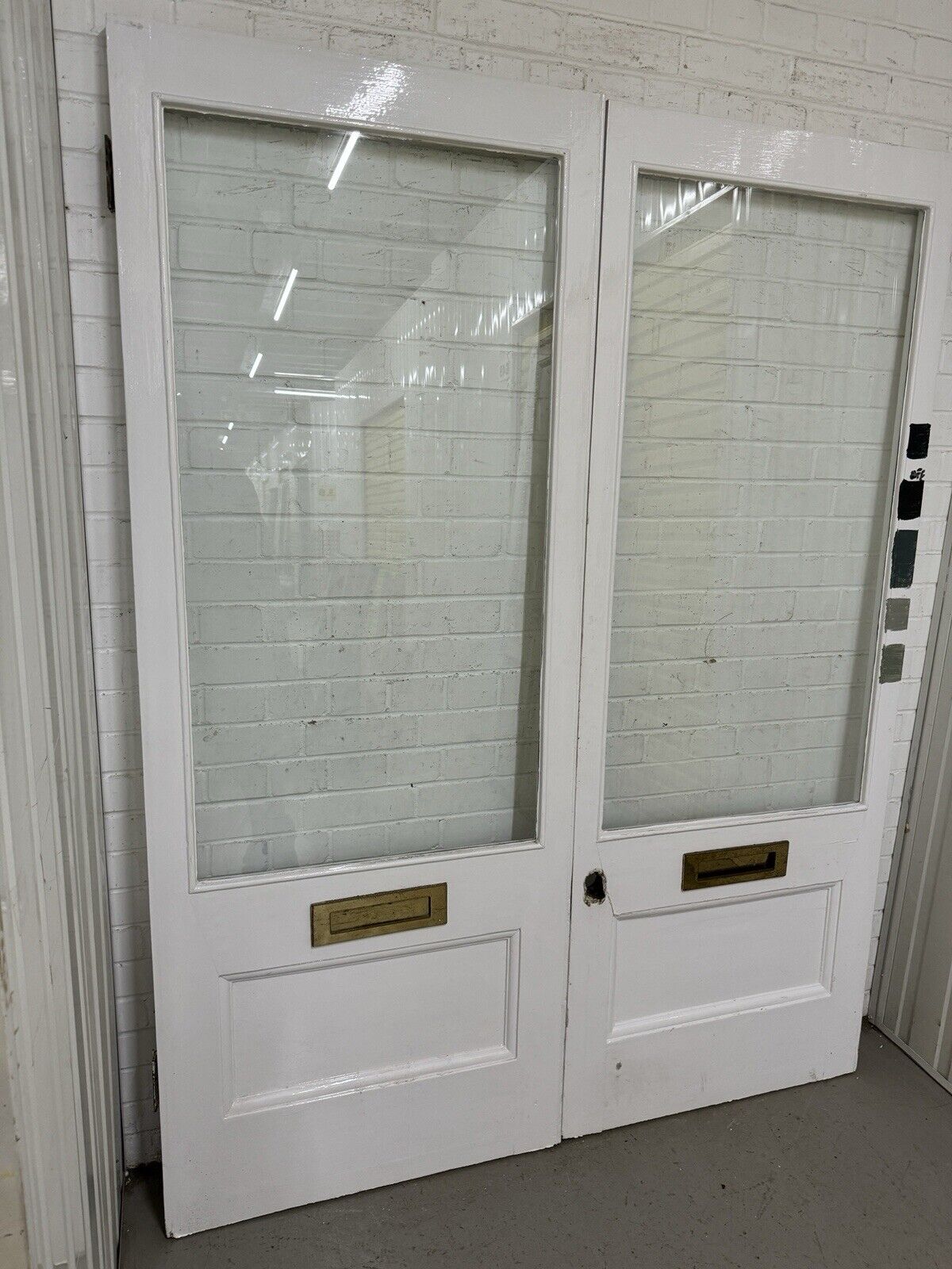 Reclaimed French Single Panel Glass Wooden Double Doors 2023 x 1557mm