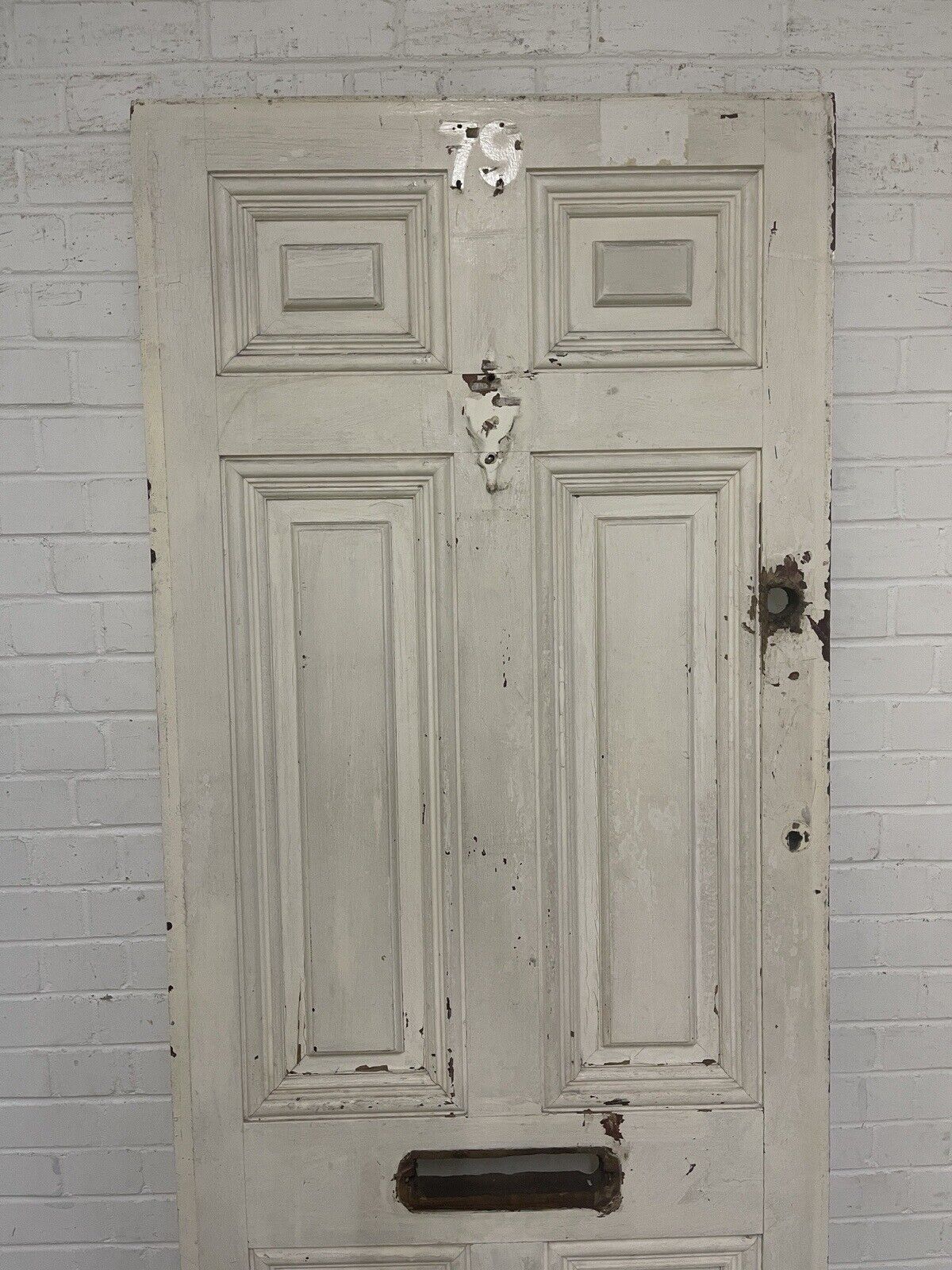 Reclaimed Old Victorian Edwardian Wooden Embossed Panels Front Door 2030 x 810mm