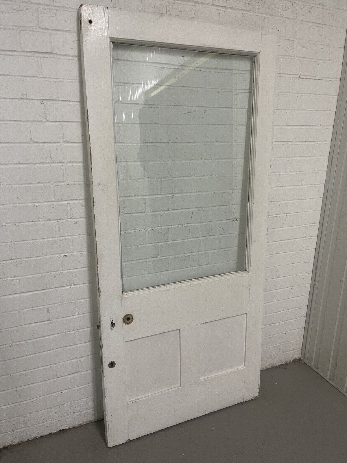 Reclaimed Old Single panel Glass Wooden Door Side Back Garden Door 1858 x 832mm