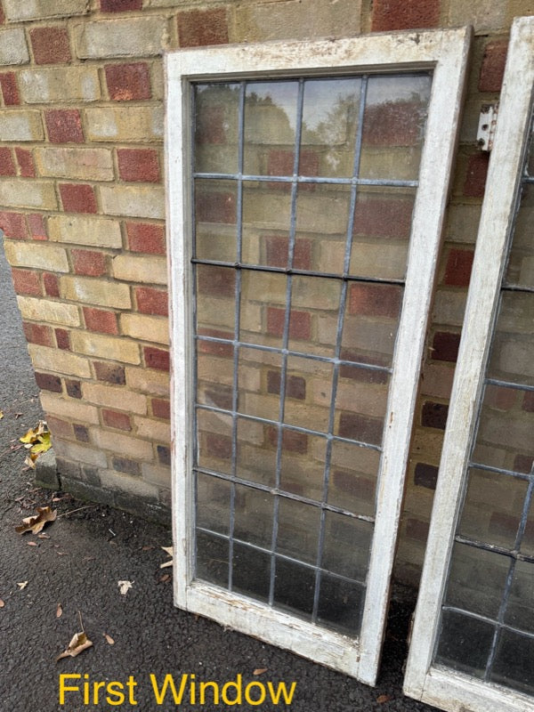 Job Lot Of 4 Reclaimed Leaded Light Panel Wooden Windows