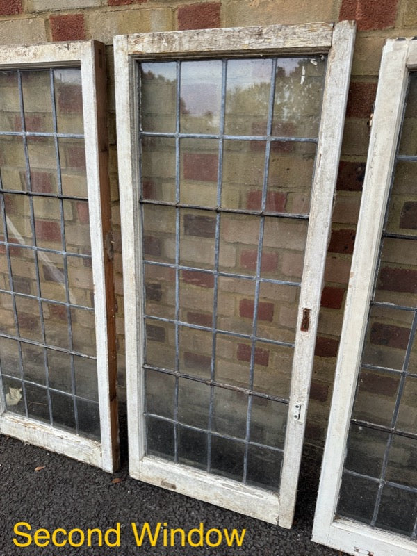 Job Lot Of 4 Reclaimed Leaded Light Panel Wooden Windows