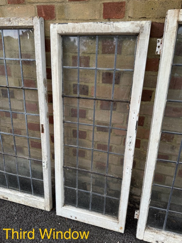 Job Lot Of 4 Reclaimed Leaded Light Panel Wooden Windows