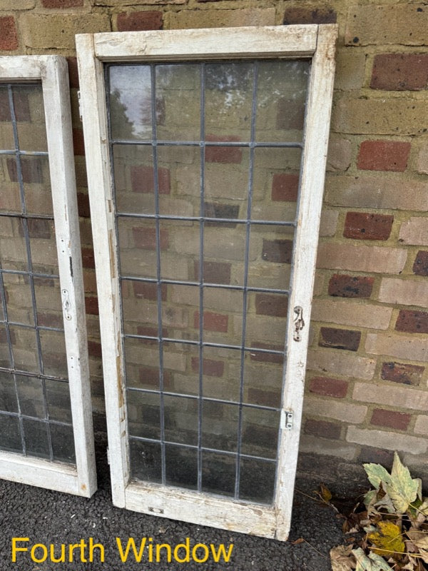 Job Lot Of 4 Reclaimed Leaded Light Panel Wooden Windows