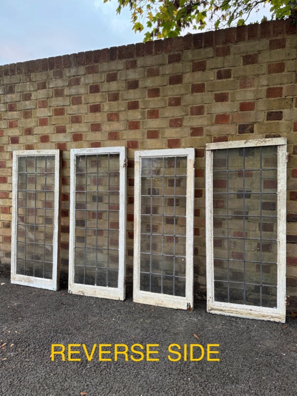 Job Lot Of 4 Reclaimed Leaded Light Panel Wooden Windows