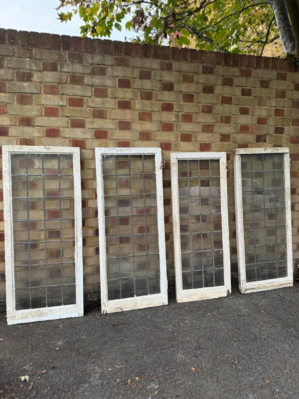 Job Lot Of 4 Reclaimed Leaded Light Panel Wooden Windows