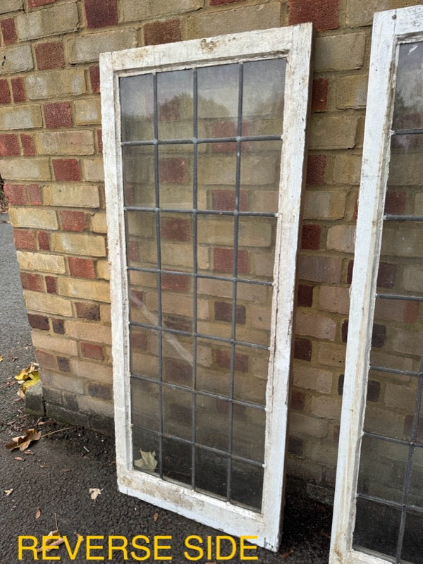 Job Lot Of 4 Reclaimed Leaded Light Panel Wooden Windows