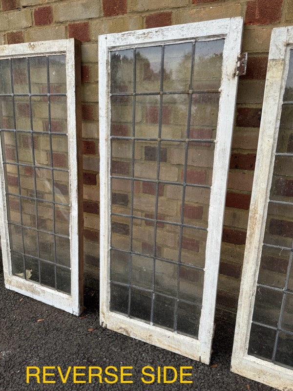 Job Lot Of 4 Reclaimed Leaded Light Panel Wooden Windows