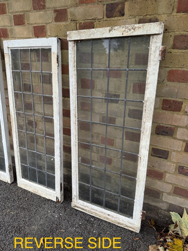Job Lot Of 4 Reclaimed Leaded Light Panel Wooden Windows