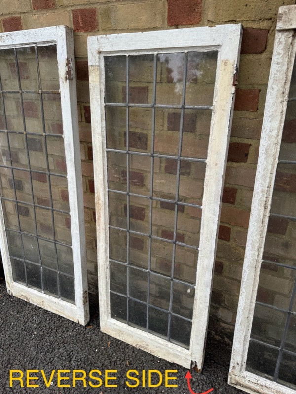 Job Lot Of 4 Reclaimed Leaded Light Panel Wooden Windows