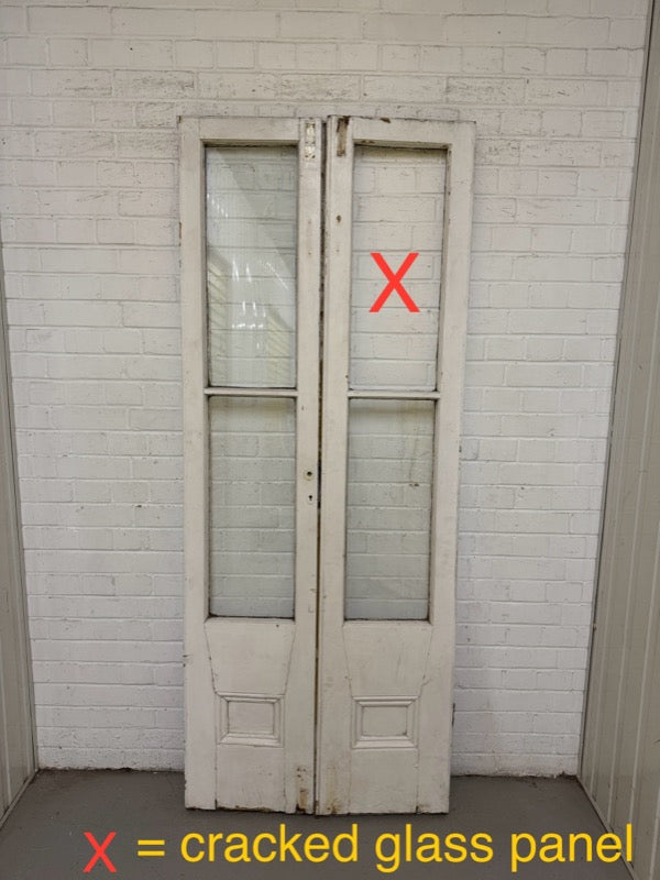 Reclaimed French Single Glass Wooden Double Doors 2015 Or 2027 x 795 or 805mm
