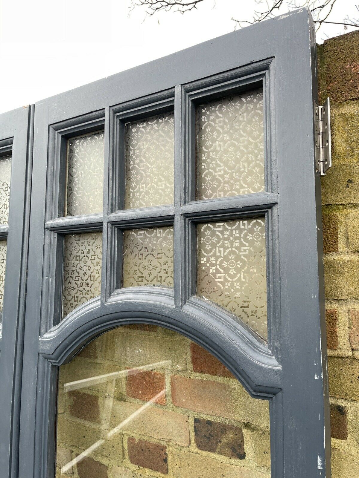 Reclaimed Old French Single Panel Glass Wooden Double Doors 2062 x 1215mm