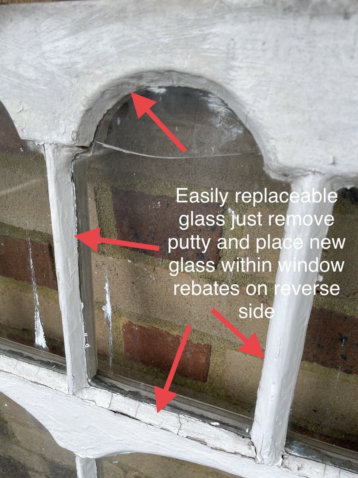 Reclaimed Old Edwardian Arch Sash Wooden Window 890 x 760mm