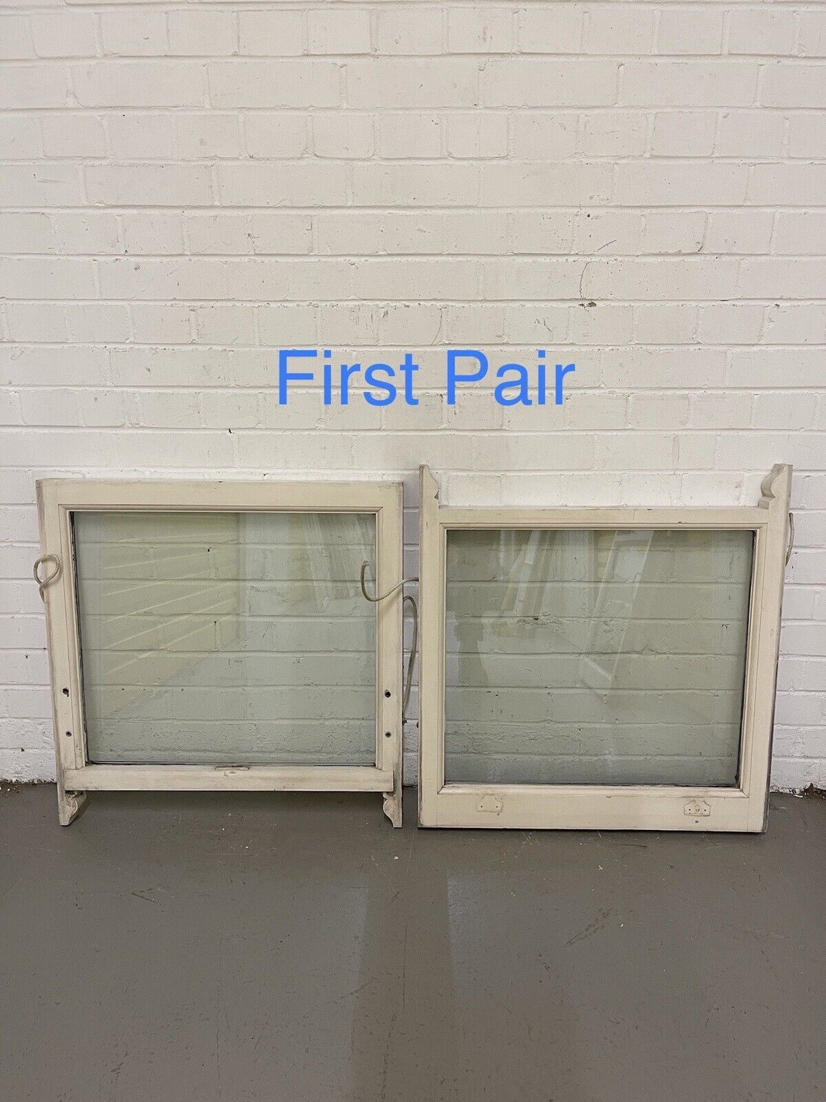 Two Pairs Of Double Glazed Wooden Sash Windows 683x690 680x713 684x690 680x715mm