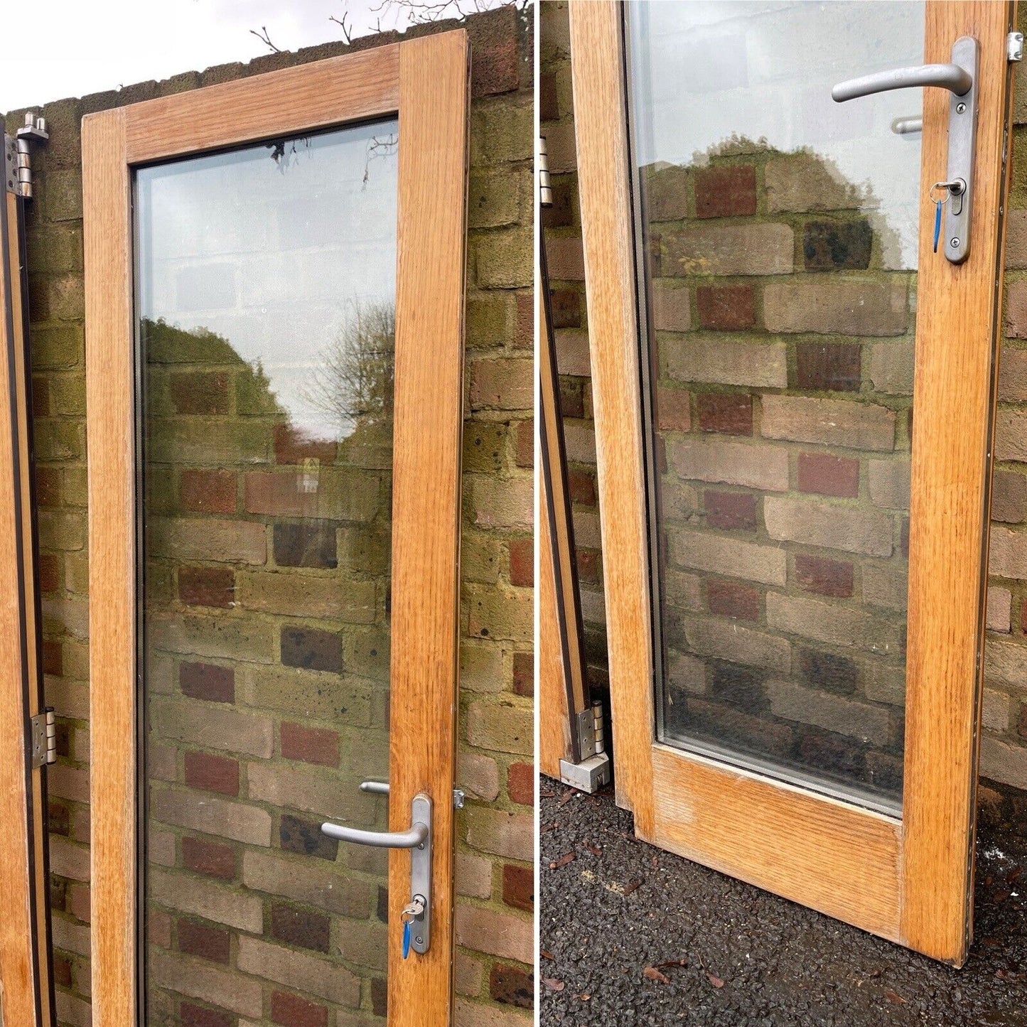 Solid Oak Double Glazed Bifold Sliding External Doors NO FRAME 1970 x 1720mm