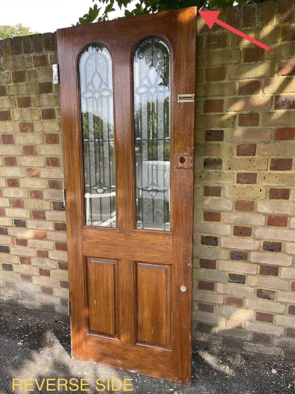 Reclaimed Old Victorian Edwardian Wooden Leaded Glass Front Door 2030mm x 790mm
