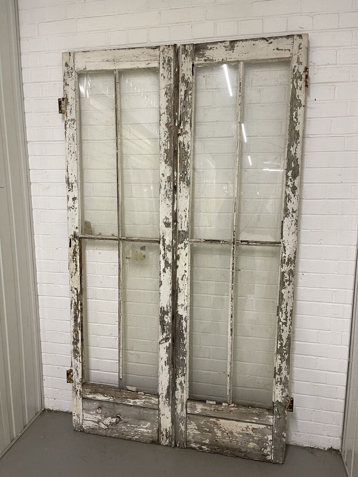 Reclaimed Georgian French Single Panel Glass Wooden Double Doors 2130 x 1210mm