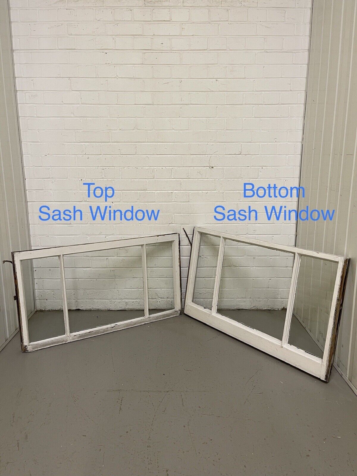 Pair Reclaimed Old Edwardian Three Wooden Panel Sash Windows 1025 x 568 x 600