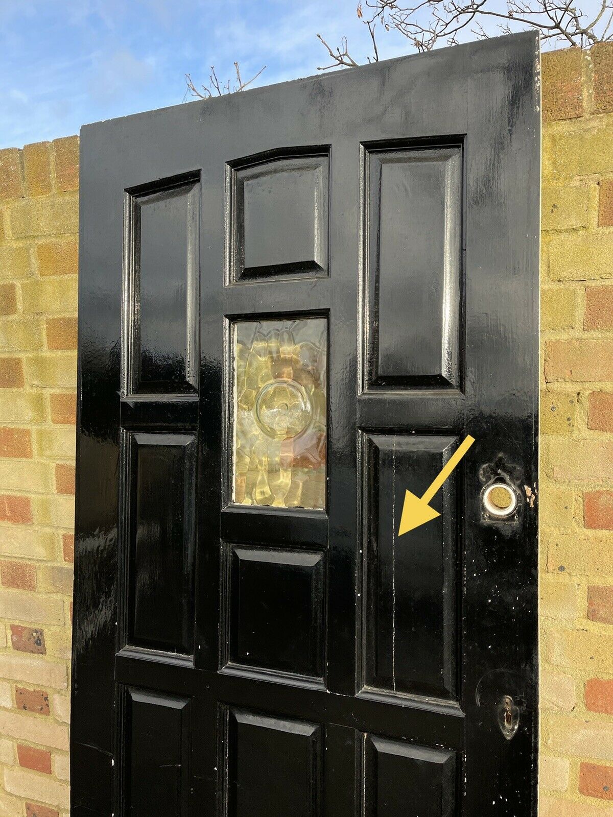 Reclaimed York Wooden Panel External Front Door Bulls Eye Glass 2035 x 814mm