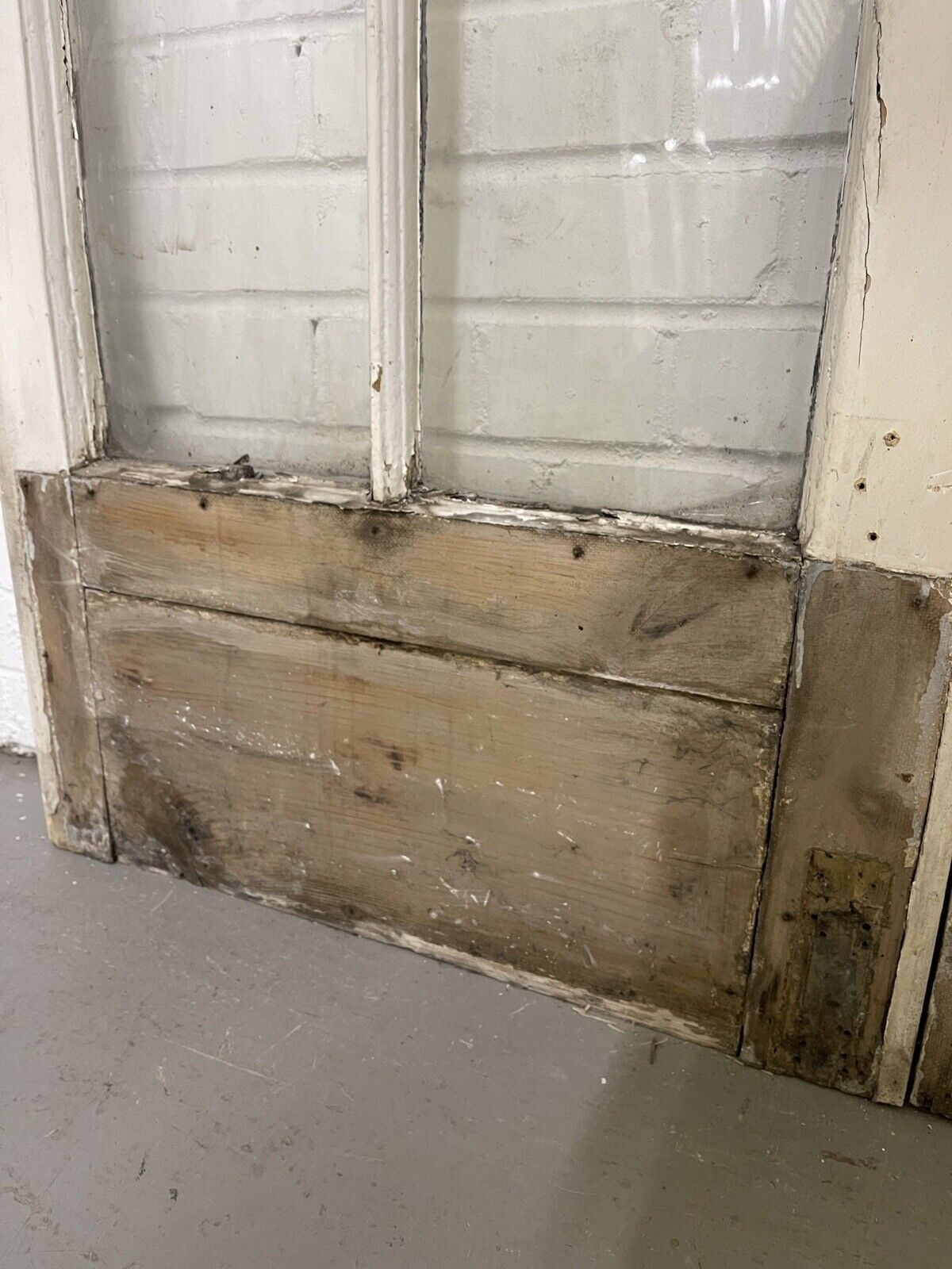 Reclaimed Georgian French Single Panel Glass Wooden Double Doors 2130 x 1210mm