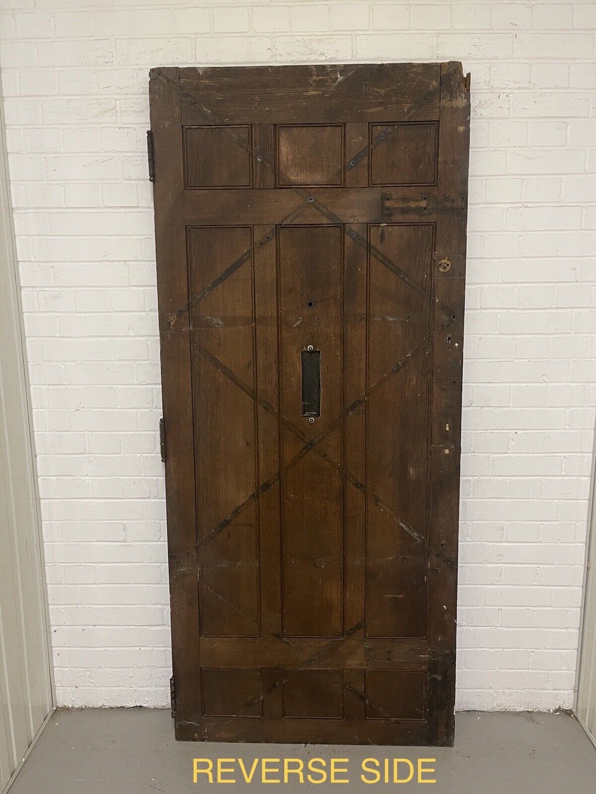 Reclaimed Old Oak Metal Studded Wooden Front Door 2060mm x 900mm