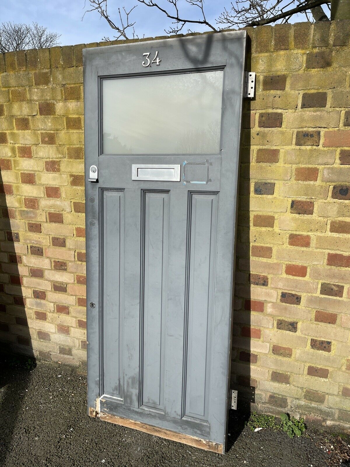 Reclaimed Old 1930s Art Deco Timber Wooden Edwardian Georgian Front Door