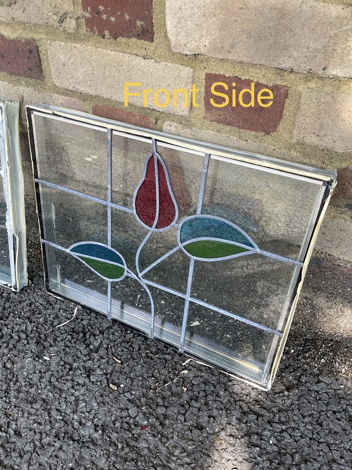 Job Lot Of Three Leaded Light Double Glazed Floral Stained Glass Panels