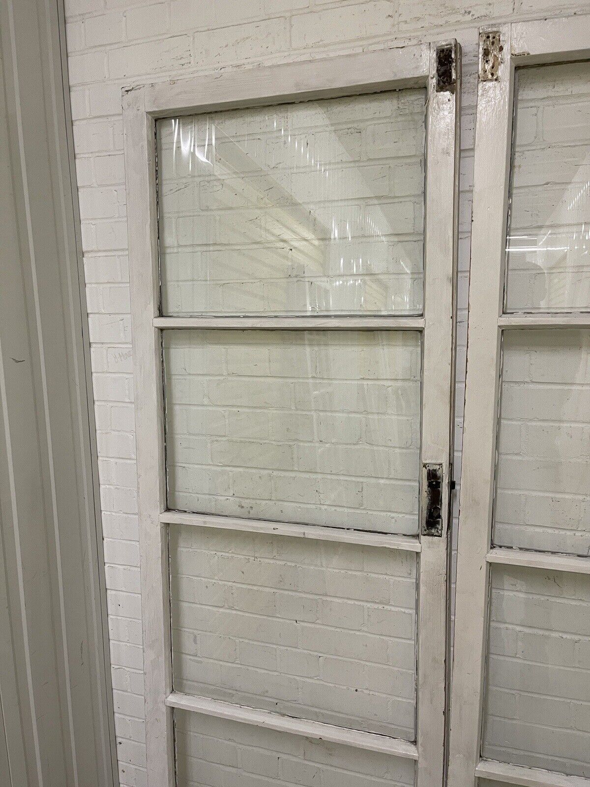 Reclaimed Georgian French Single Panel Glass Wooden Double Doors 2040 x 1490mm