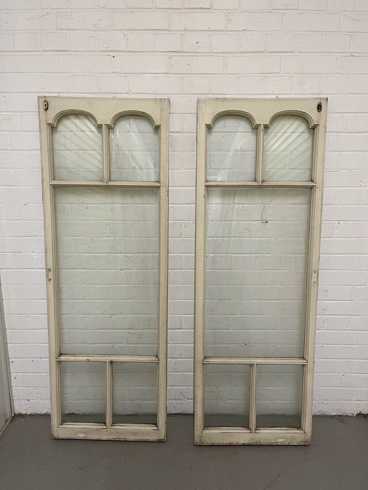 Pair Of Reclaimed Edwardian French Wooden Panel Windows 1512 x 532 1512 x 532mm