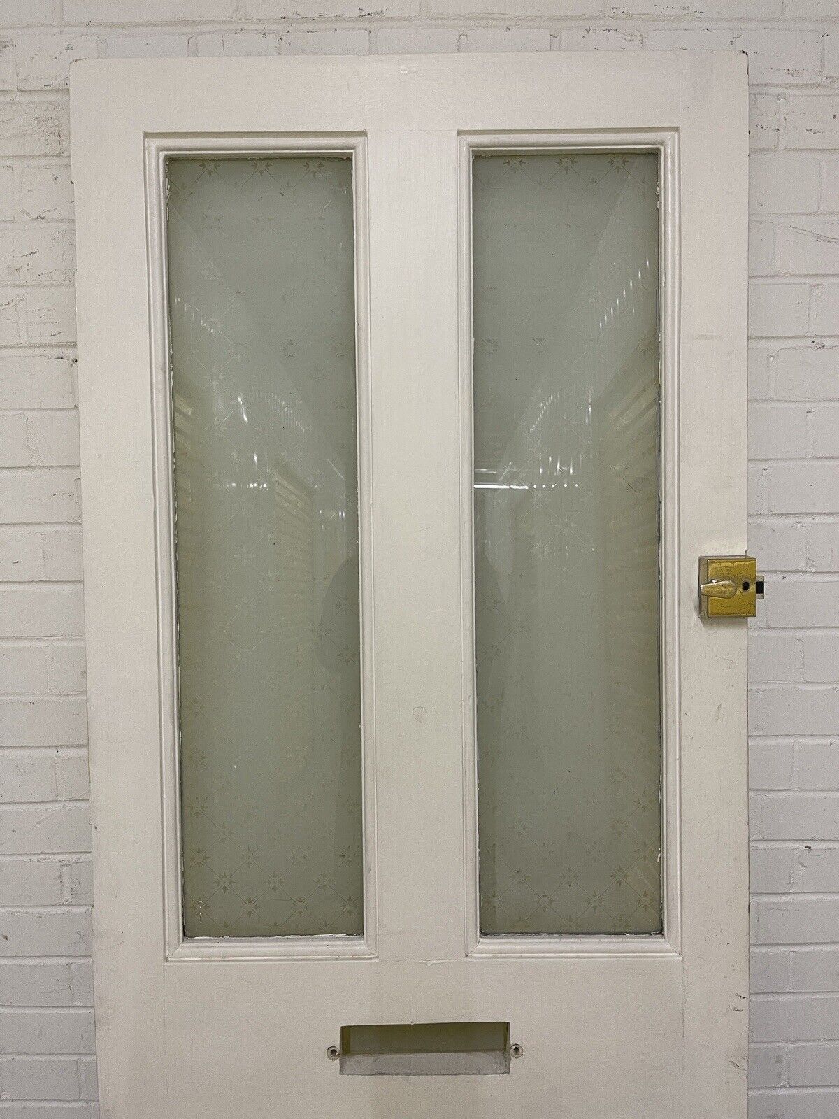Reclaimed Old Victorian Wooden Panel Front Door Etched Glass 2023mm x 809mm