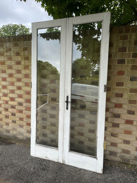 Reclaimed French Double Glazed Wooden Inter-locking Double Doors 2186 x 1210mm