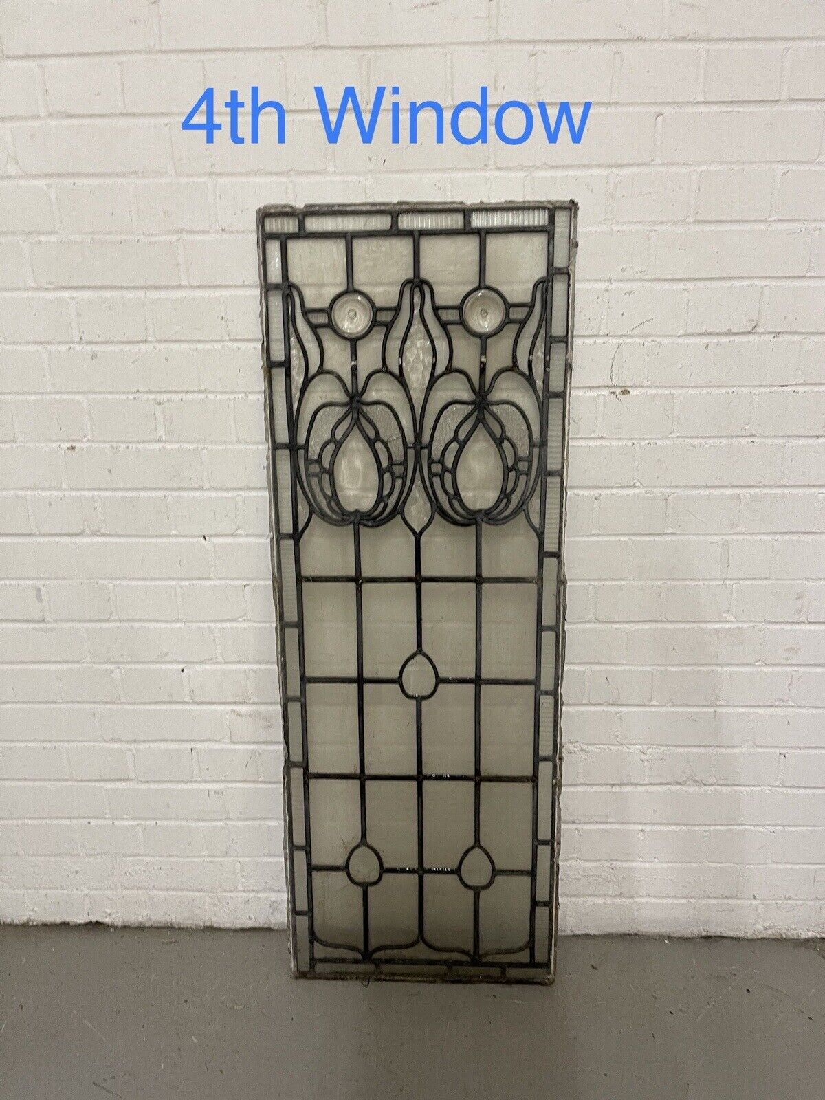 Four Reclaimed Leaded Light Stained Glass Art Nouveau Window Panel 1270 x 460mm