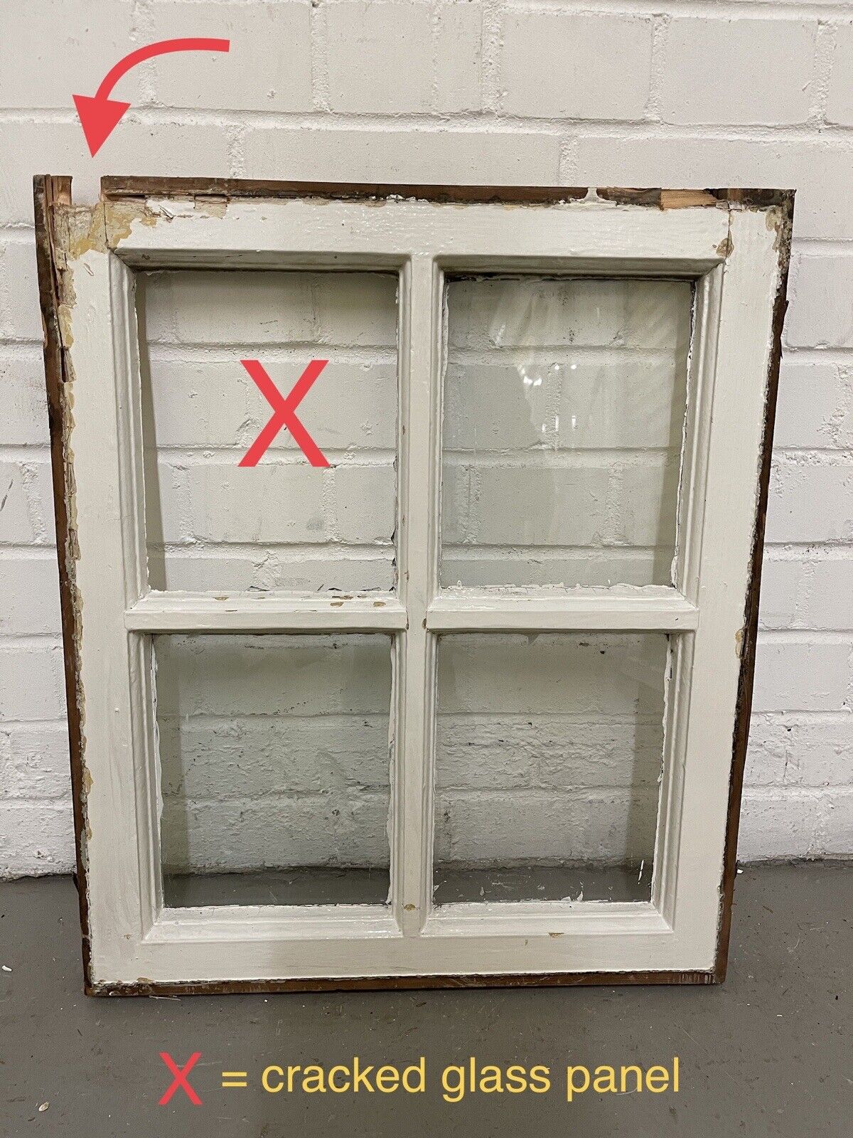 Reclaimed Old Georgian 4 Panel Wooden Window 500 x 585mm