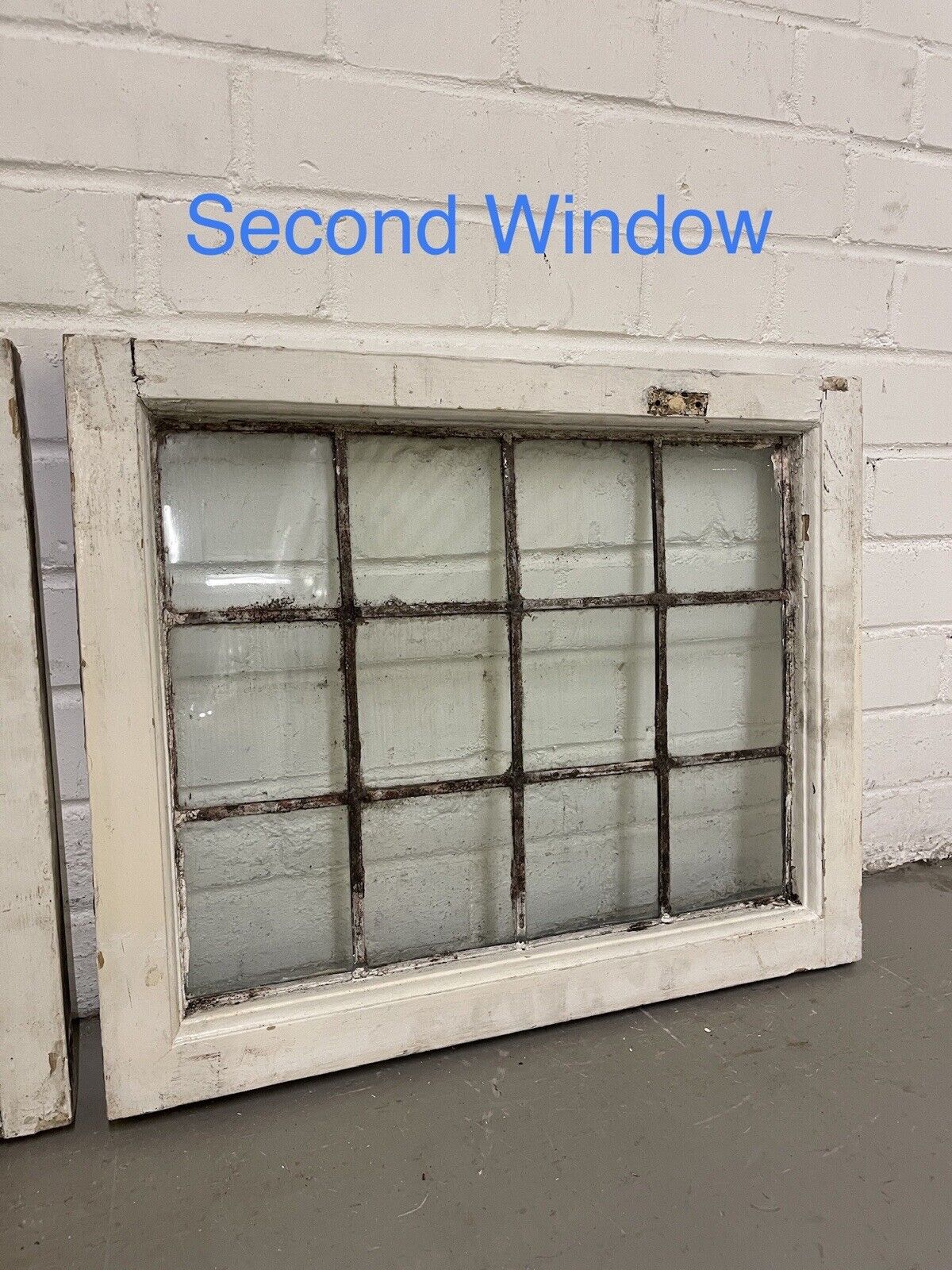 Pair Of Reclaimed Leaded Light Panel Wooden Windows 450 x 555mm 450 x 555mm