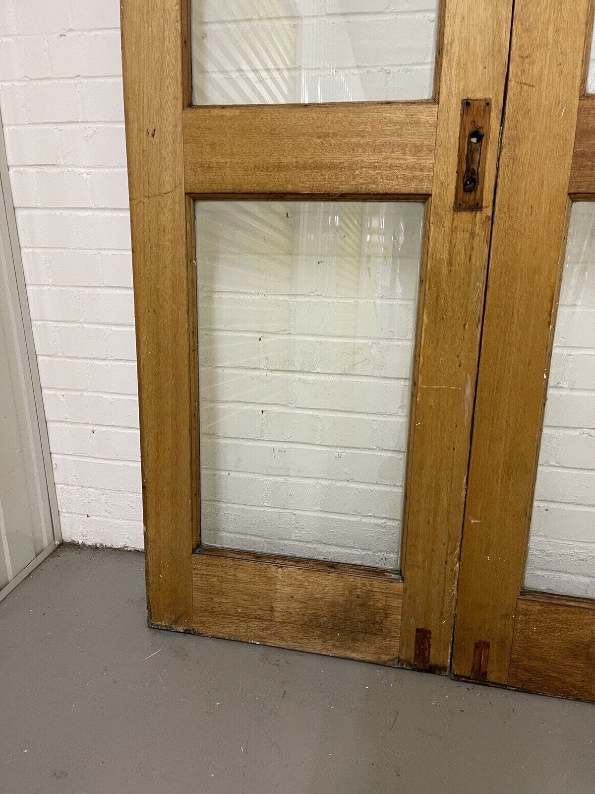 Reclaimed Old French Single Panel Glass Wooden Double Doors 1980 x 1163mm