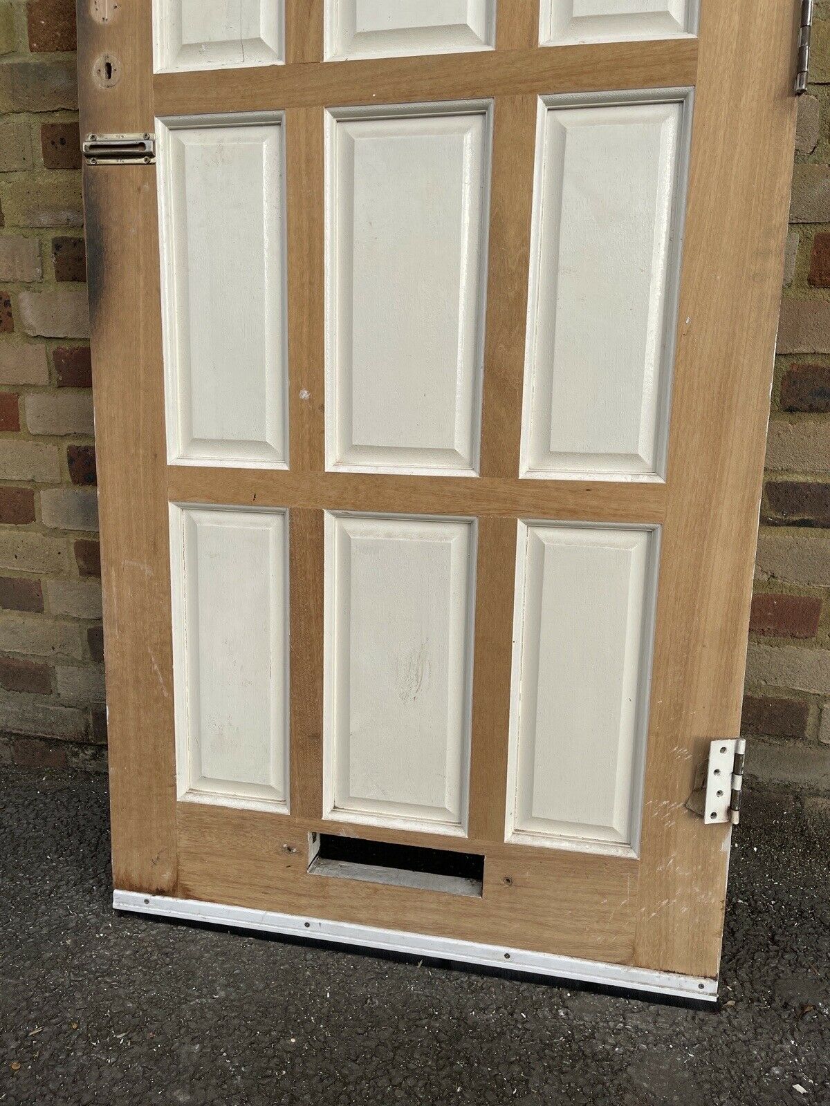 Reclaimed York Wooden Panel External Front Door Bulls Eye Glass 2035 x 814mm