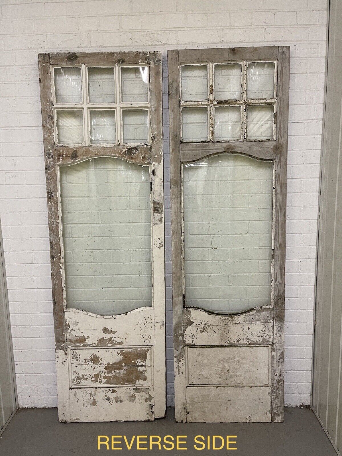 Reclaimed Georgian French Single Panel Glass Wooden Double Doors 2040 x 1245mm
