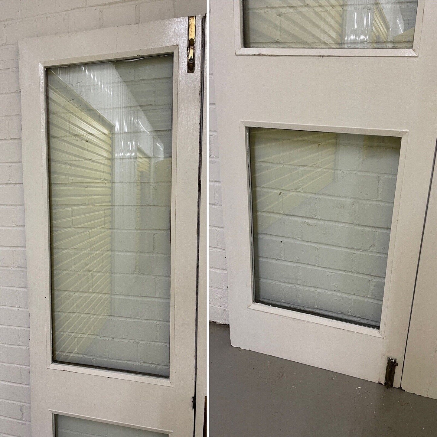 Reclaimed Old French Double Glazed Glass Wooden Double Doors 1980mm x 1143mm