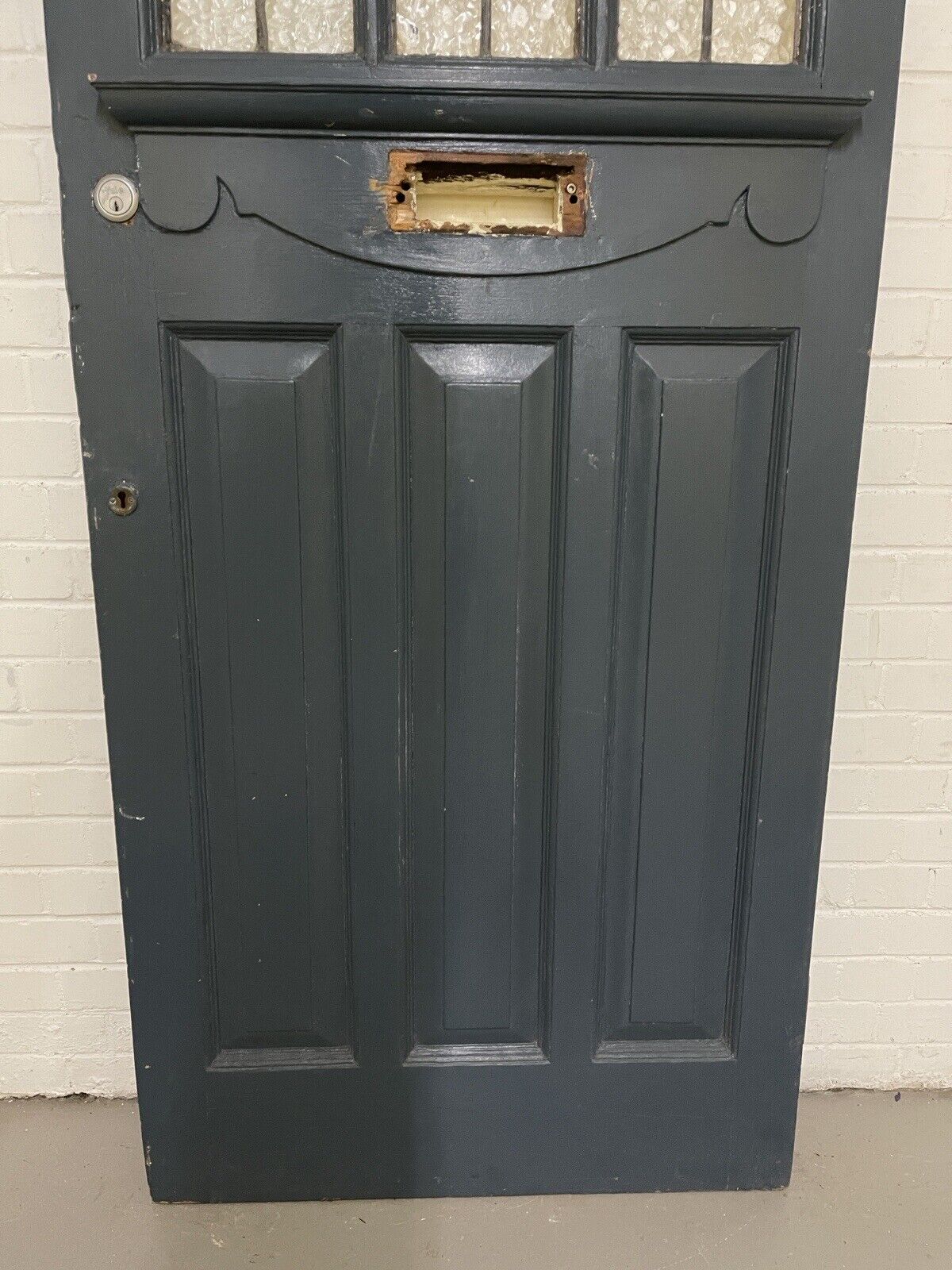 Reclaimed Old Victorian Edwardian Wooden Front Door Leaded Glass 2080mm x 860mm