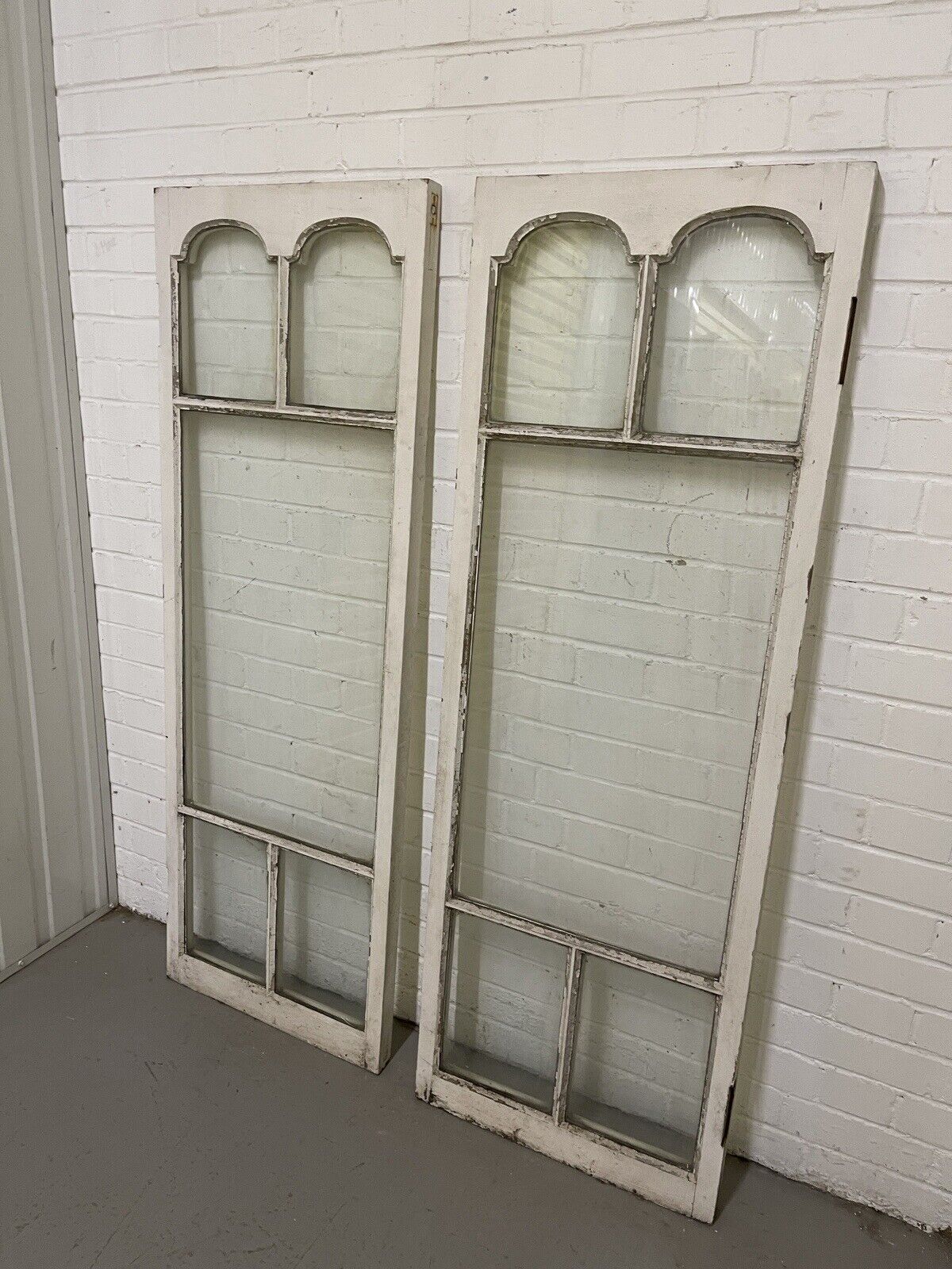 Pair Of Reclaimed Edwardian French Wooden Panel Windows 1512 x 532 1512 x 532mm