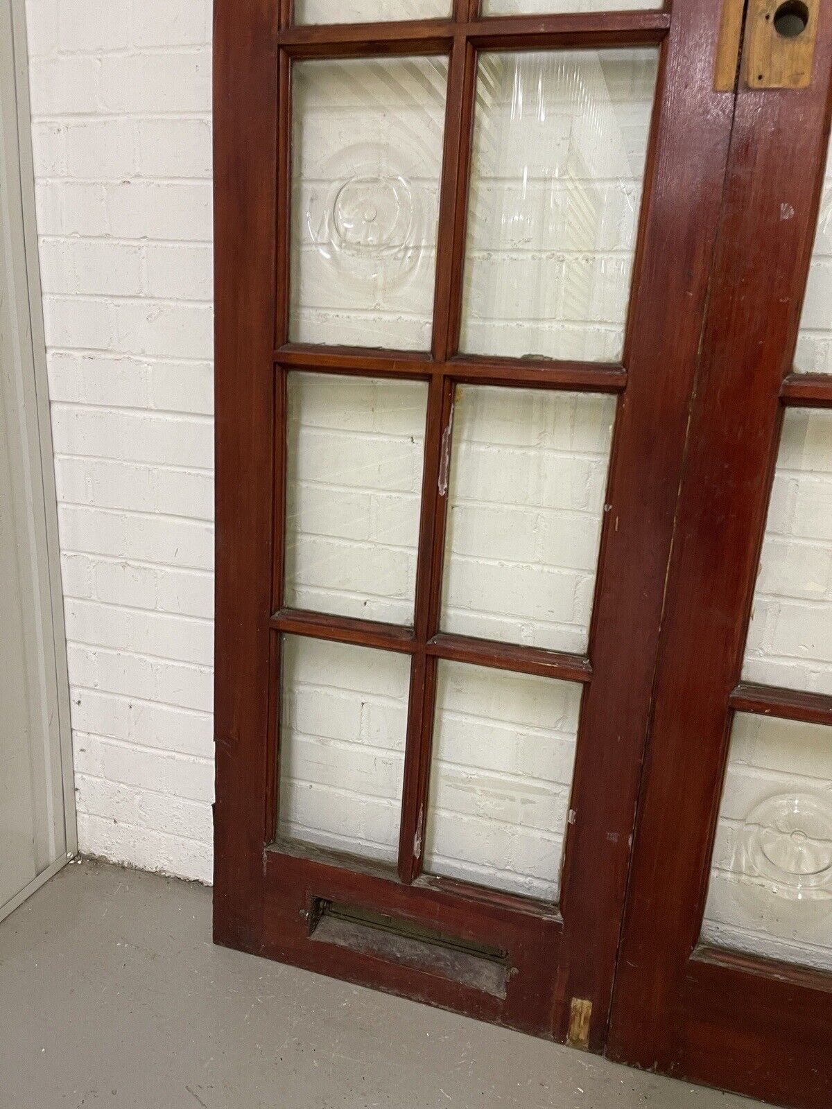Reclaimed Old French Single Panel Glass Wooden Double Doors 1983 x 1170mm